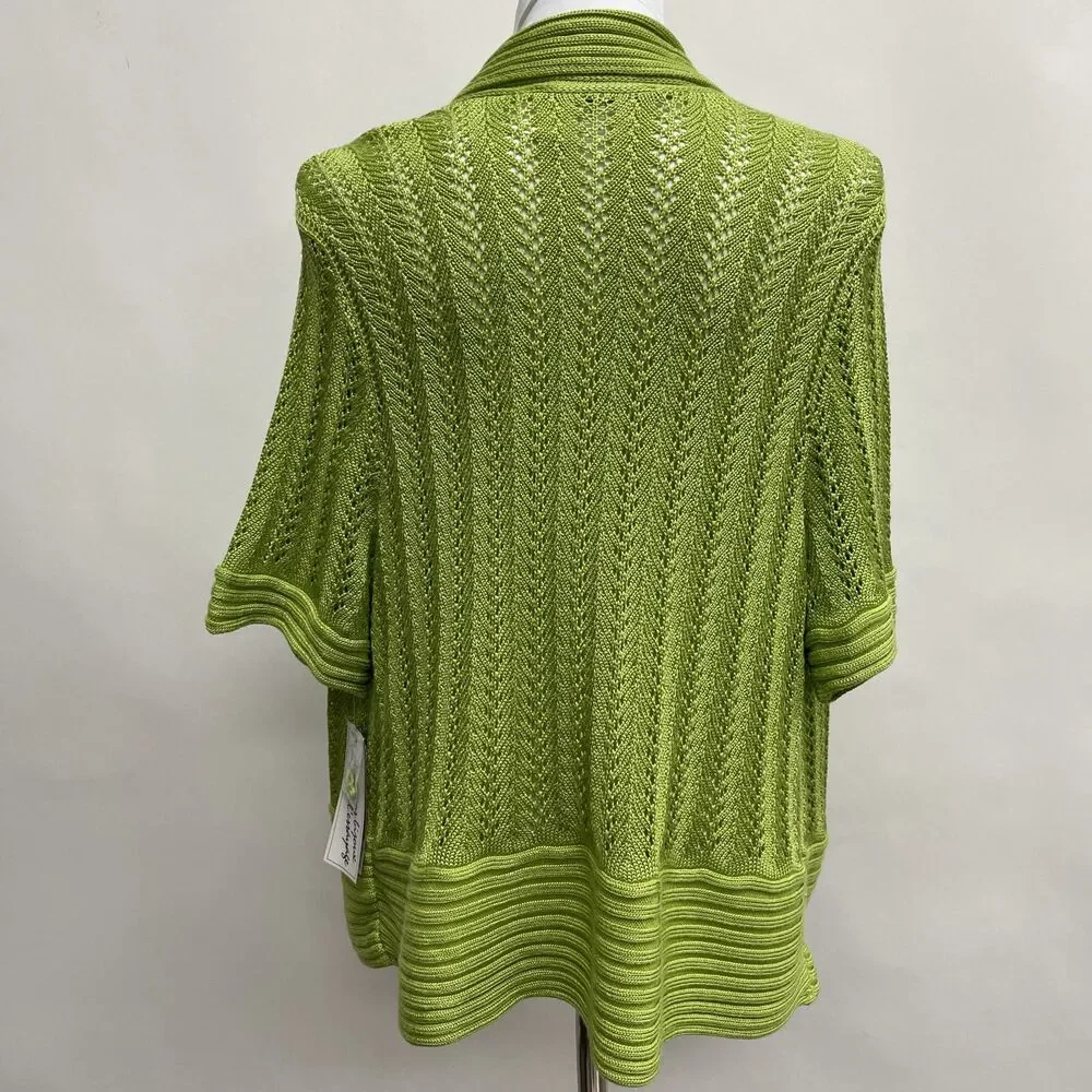 Peter‎ Nygard Open Front Cardigan Sweater Size 1X Green NWT